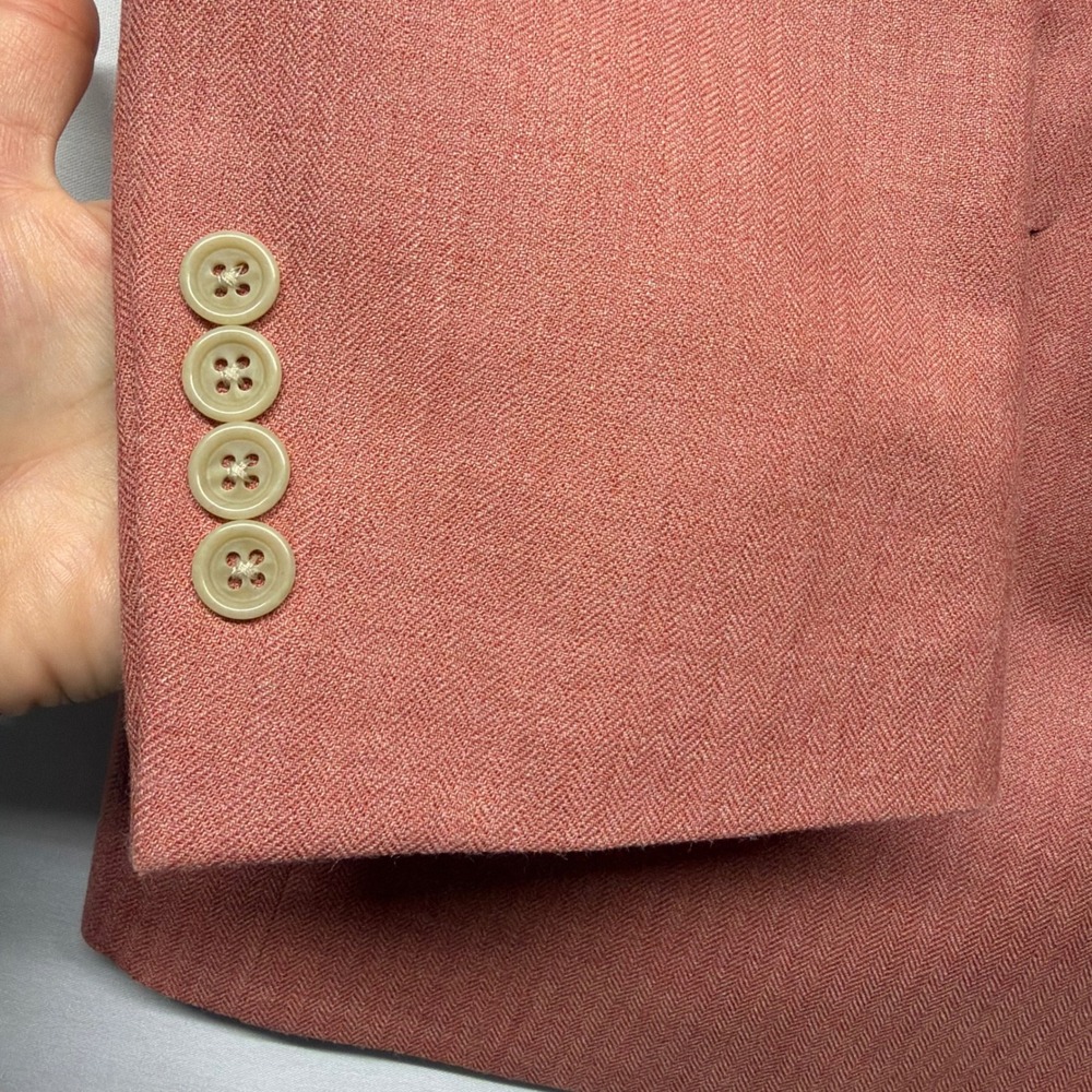 Austin Reed 41R Salmon Herringbone Sport Coat Blazer Union Made USA Wedding - Picture 6 of 15